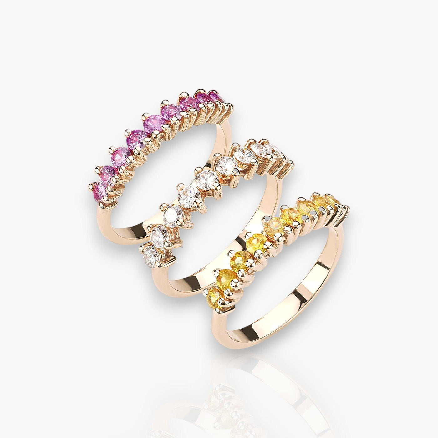 Riviera Ring in Rose Golds With Pink Sapphires - Moregola Fine Jewelry