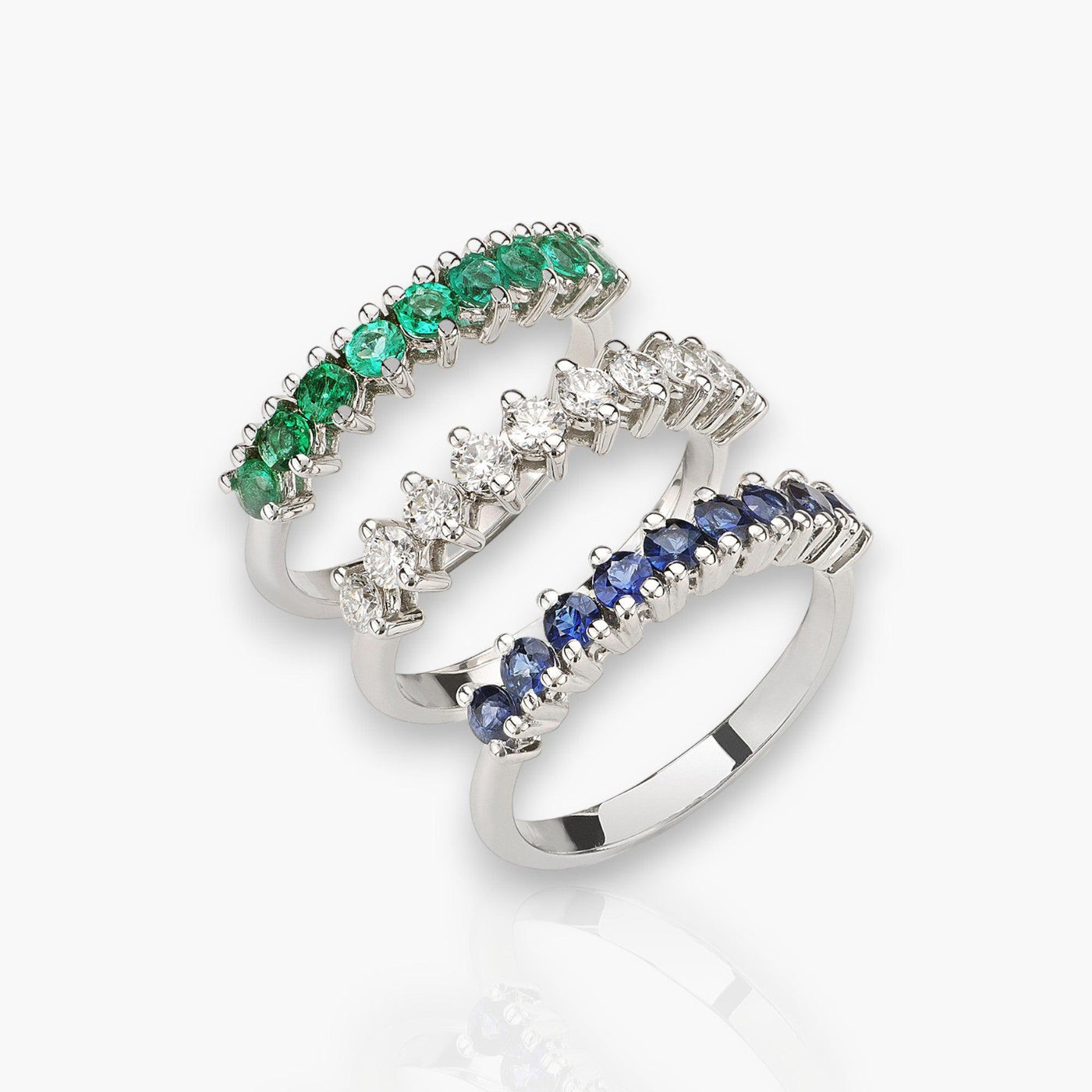 Riviera Ring in White Golds With Blue Sapphires - Moregola Fine Jewelry