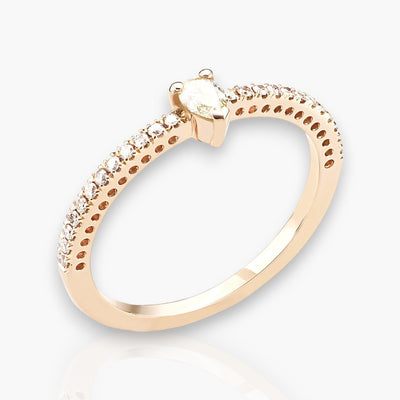 Drop Ring in Rose Gold With Diamonds - Moregola Fine Jewelry