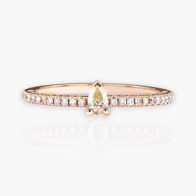 Drop Ring in Rose Gold With Diamonds - Moregola Fine Jewelry