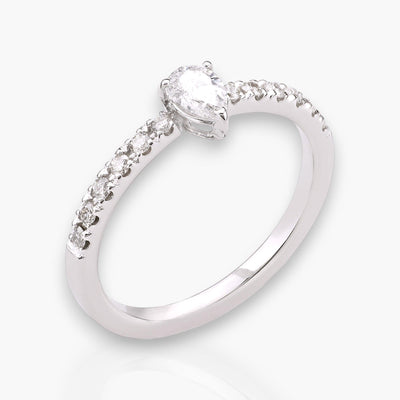 Drop Ring in White Gold With Diamonds - Moregola Fine Jewelry