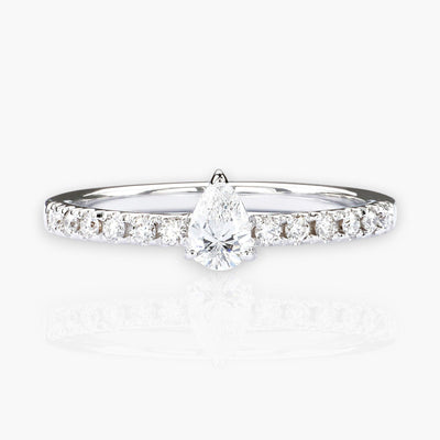 Drop Ring in White Gold With Diamonds - Moregola Fine Jewelry