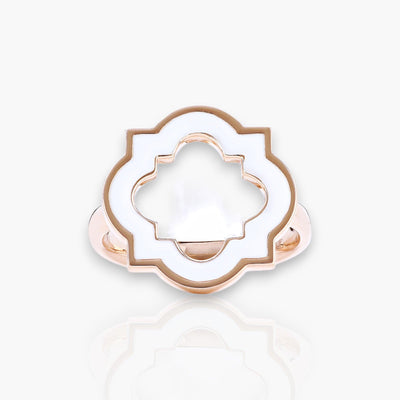 Anime Ring, Rose Gold And White Enamel - Moregola Fine Jewelry