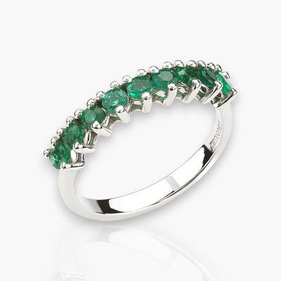 Riviera Ring in White Golds With Emeralds - Moregola Fine Jewelry