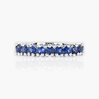 Riviera Ring in White Golds With Blue Sapphires - Moregola Fine Jewelry
