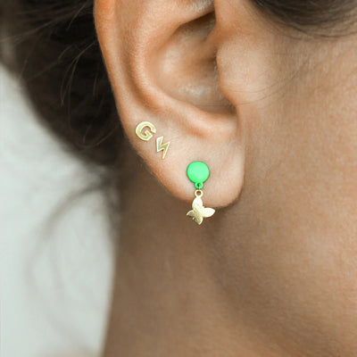 18kt gold mono earring stud with Lightning motive