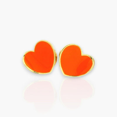 18k gold earrings with orange heart & diamonds - Moregola Fine Jewelry