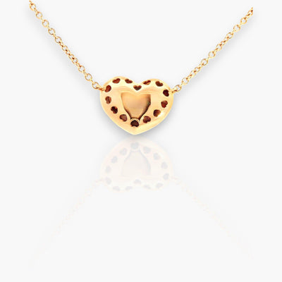 18K Rose Gold Necklace with Heart Motive & Diamonds - Moregola Fine Jewelry