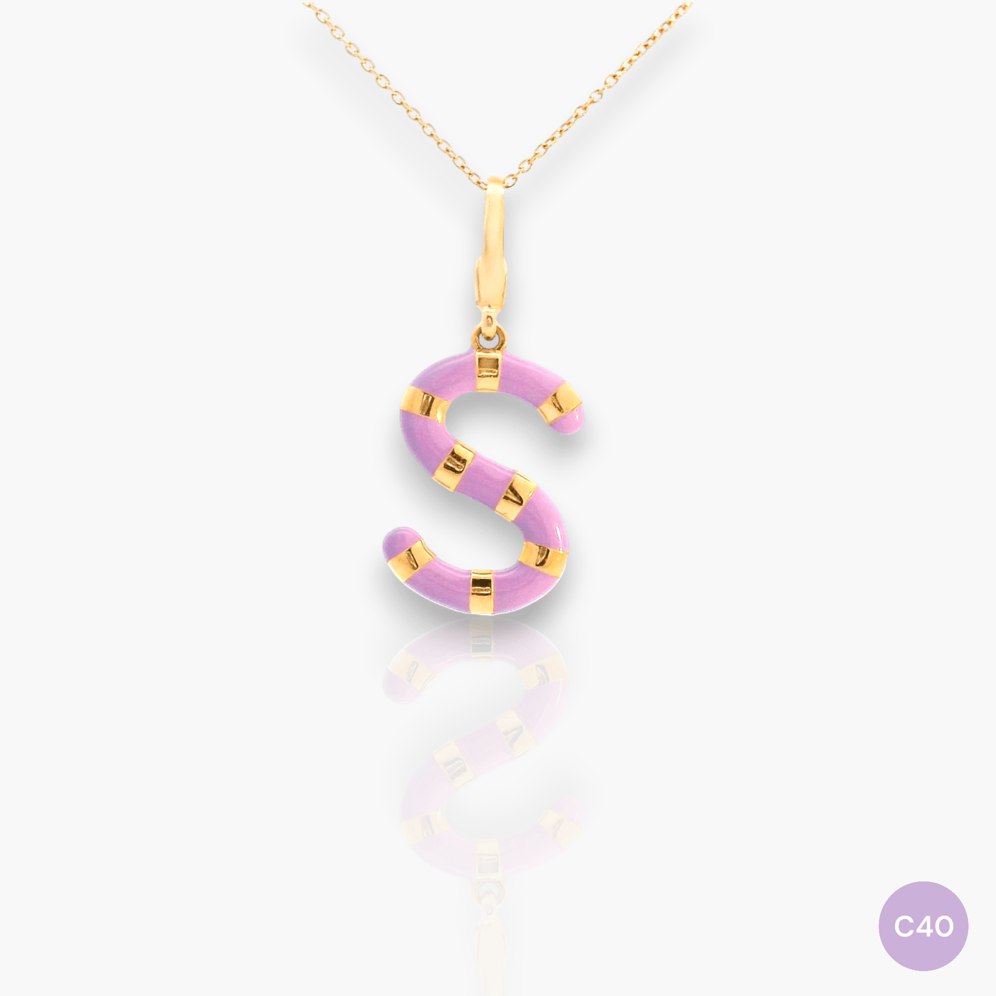Customizable 20mm letter pendant/chain with Enamel (60+ colors) - Moregola Fine Jewelry