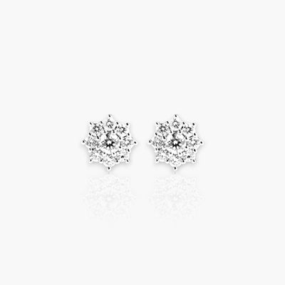 Earrings, White Gold and 18 Diamonds (Octagon flower) - Moregola Fine Jewelry