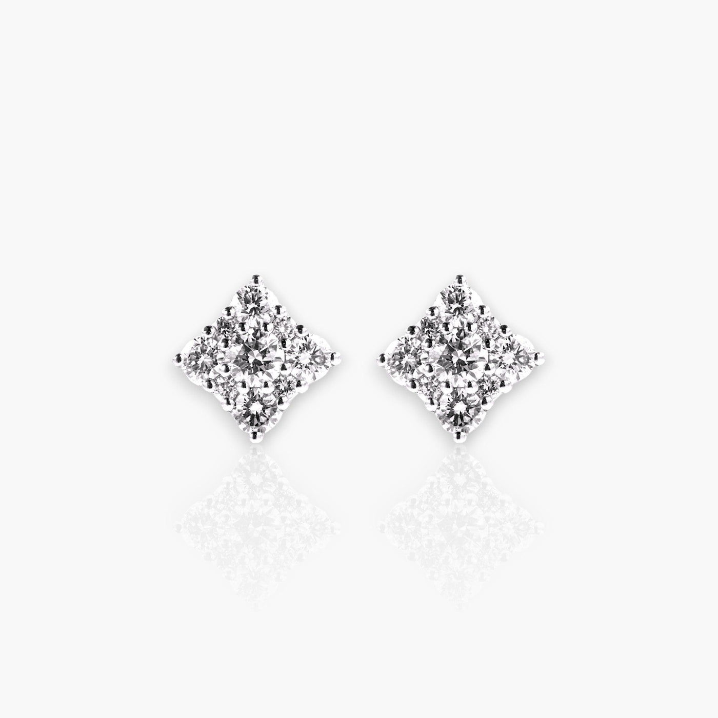 Earrings, White Gold and 18 Diamonds (Rhombus) - Moregola Fine Jewelry