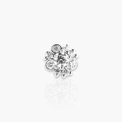 Earrings, White Gold and 18 Diamonds (round flower) - Moregola Fine Jewelry