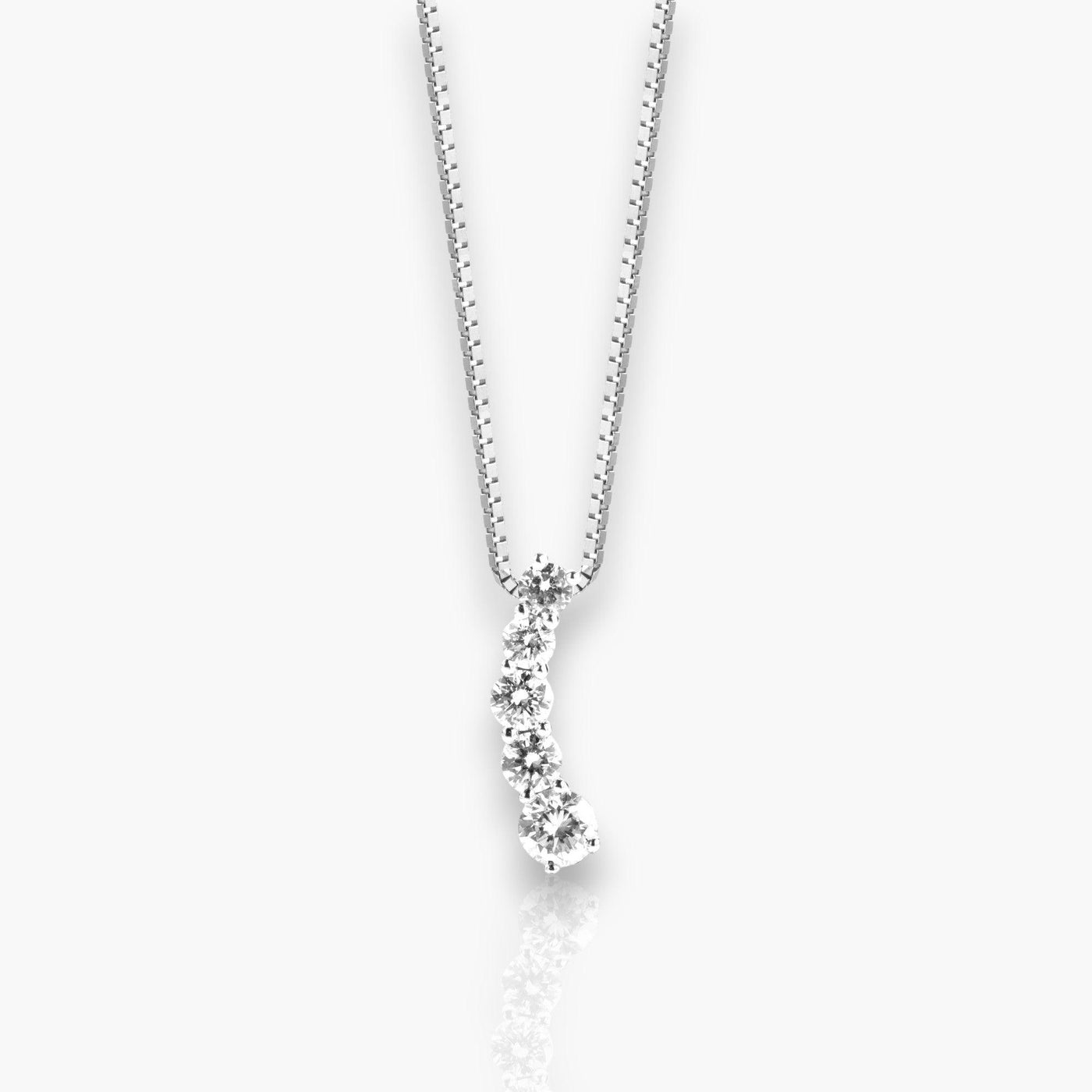 Necklace in White Gold with 5 Diamonds - Moregola Fine Jewelry