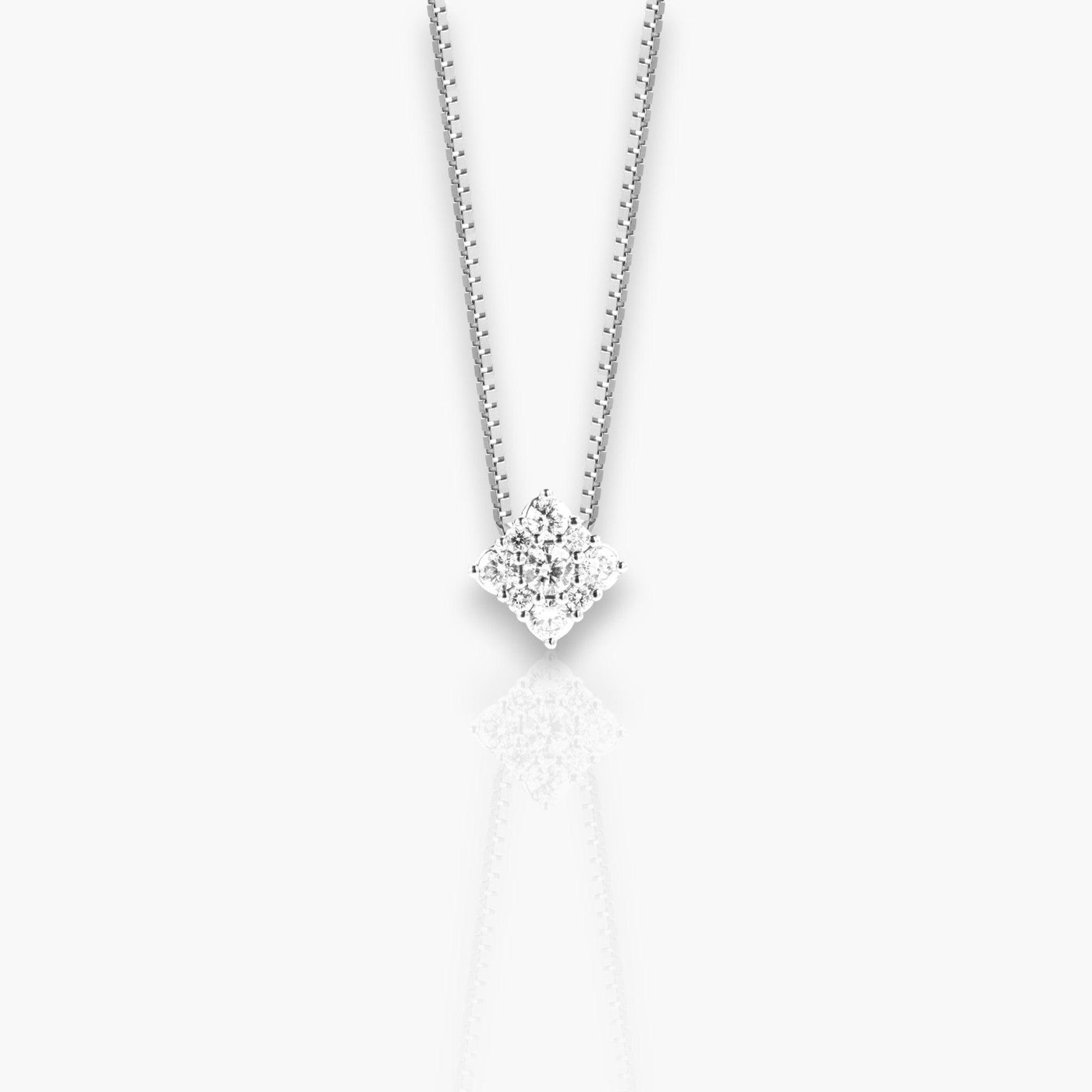 Necklace in White Gold and 9 Diamonds (Rhombus) - Moregola Fine Jewelry