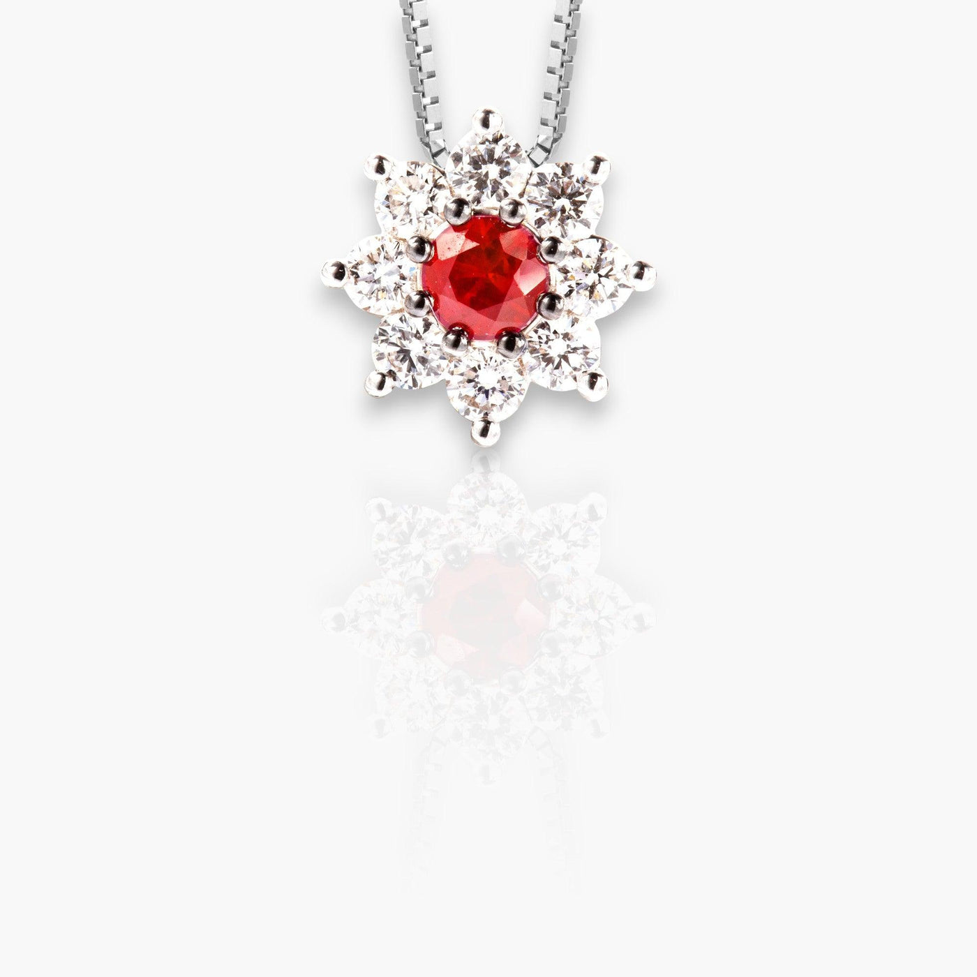 Necklace with red ruby star - Moregola Fine Jewelry