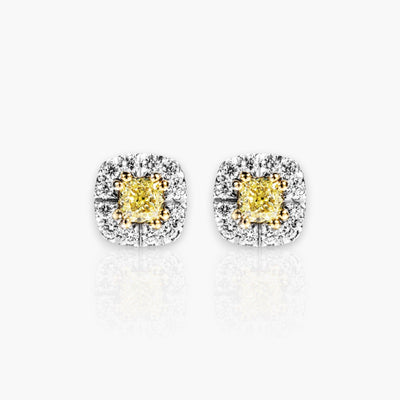 Earrings, White Gold with fancy yellow diamond - Moregola Fine Jewelry