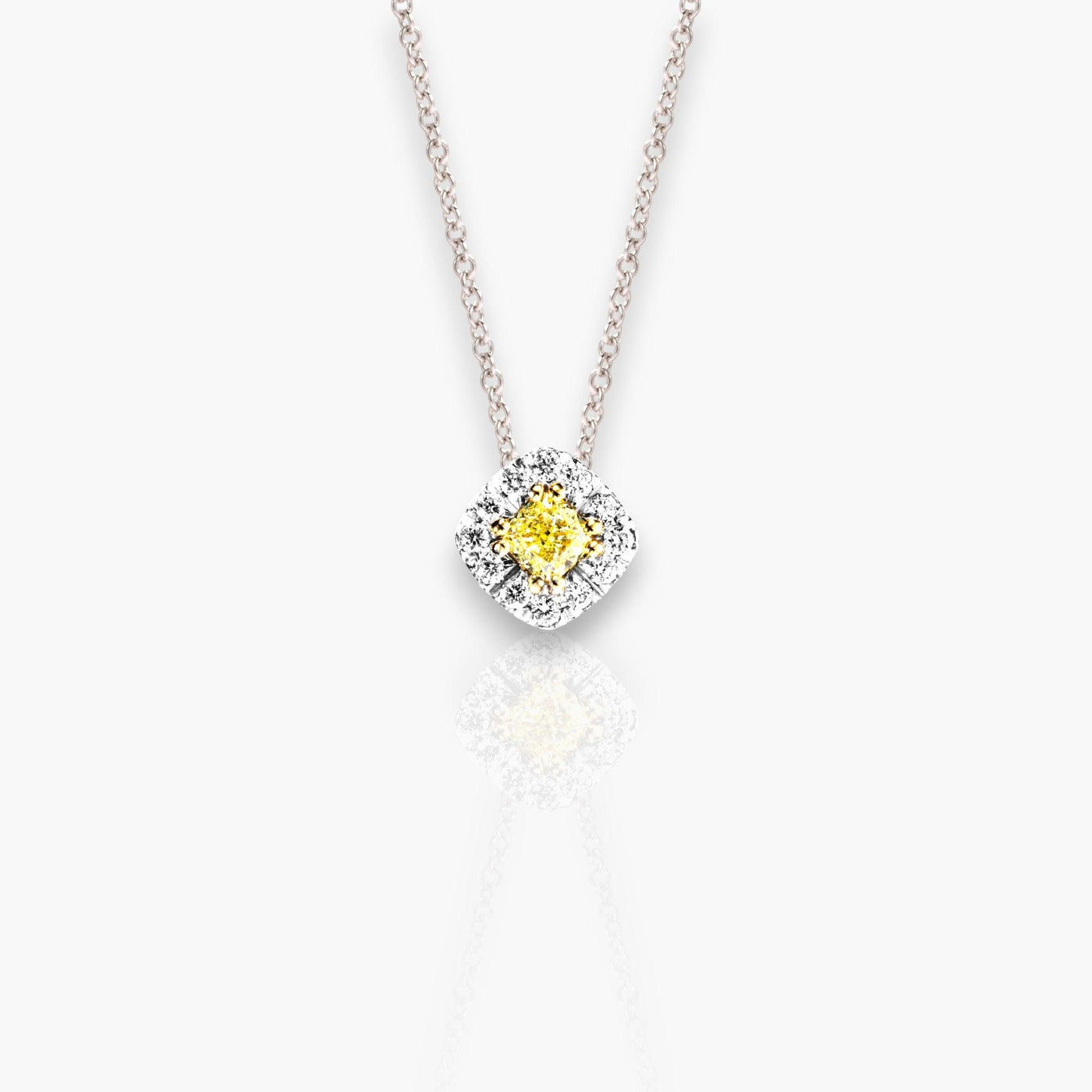 White Gold Necklace with fancy yellow diamond - Moregola Fine Jewelry