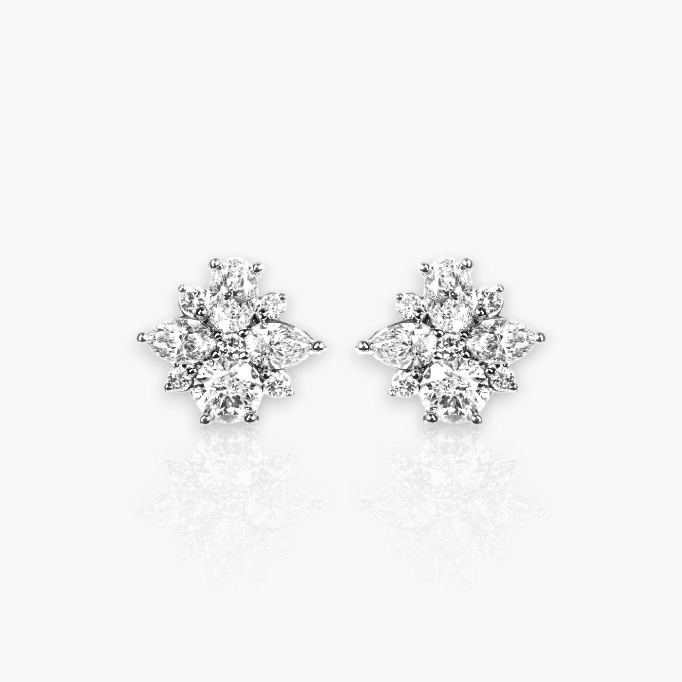Orchid Earrings, White Gold and Diamonds - Moregola Fine Jewelry