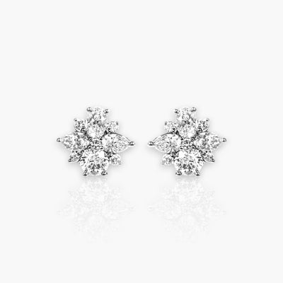 Orchid Earrings, White Gold and Diamonds - Moregola Fine Jewelry