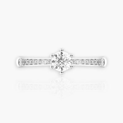Solitaire 1 - Engagement Ring with Diamond Band - Moregola Fine Jewelry