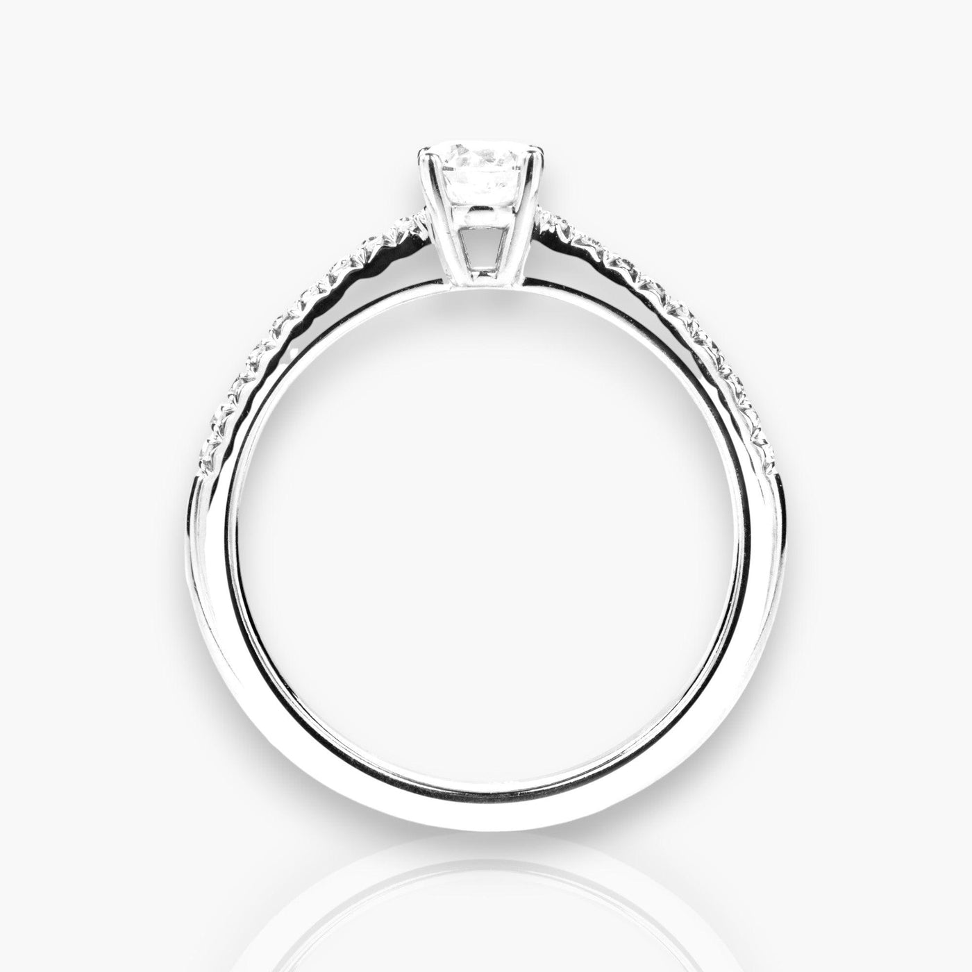 Solitaire 2 - Brilliant Ring with Diamond Band - Moregola Fine Jewelry