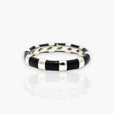 18kt Gold Ring with alternating Enamel (65+ colors)