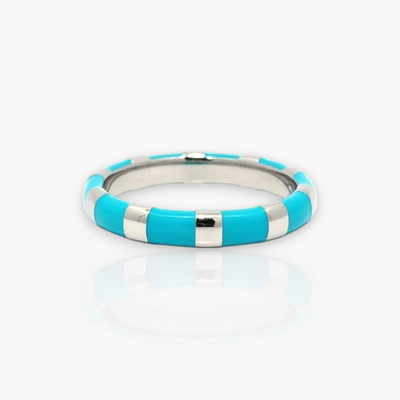 18kt Gold Ring with alternating Enamel (65+ colors)