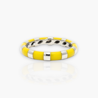 18kt Gold Ring with alternating Enamel (65+ colors)