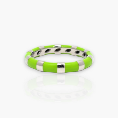 18kt Gold Ring with alternating Enamel (65+ colors)
