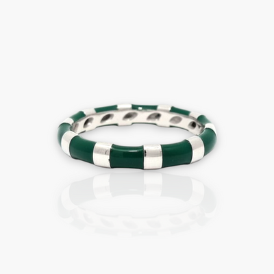 18kt Gold Ring with alternating Enamel (65+ colors)