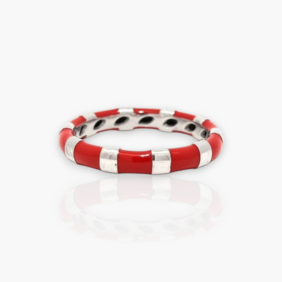 18kt Gold Ring with alternating Enamel (65+ colors)