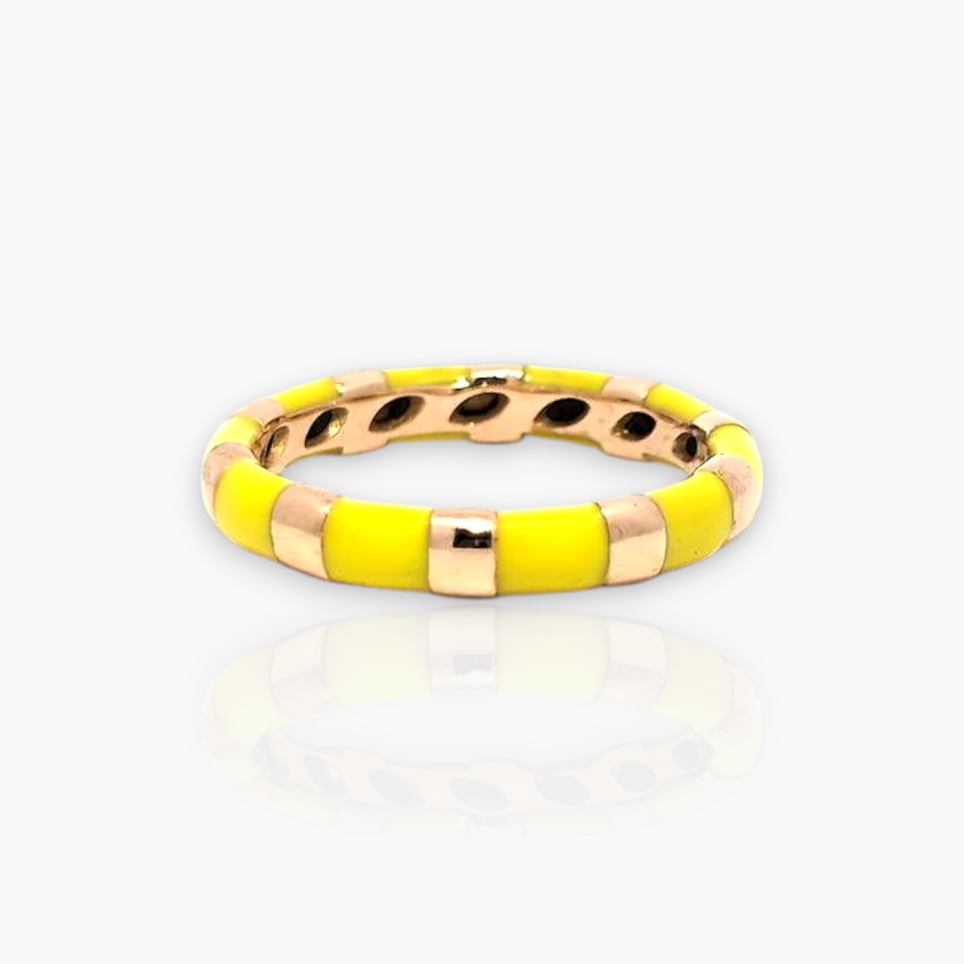 18kt Gold Ring with alternating Enamel (65+ colors)
