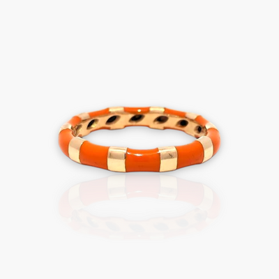 18kt Gold Ring with alternating Enamel (65+ colors)