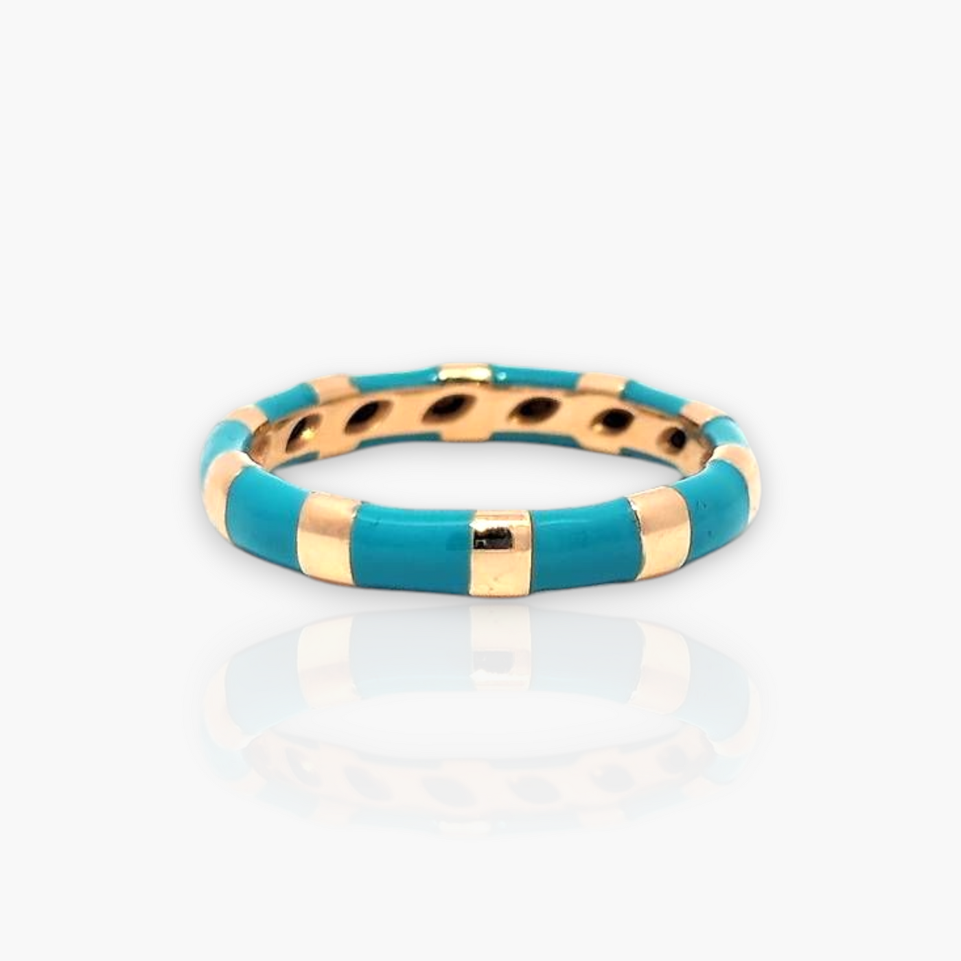 18kt Gold Ring with alternating Enamel (65+ colors)