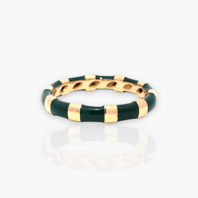 18kt Gold Ring with alternating Enamel (65+ colors)