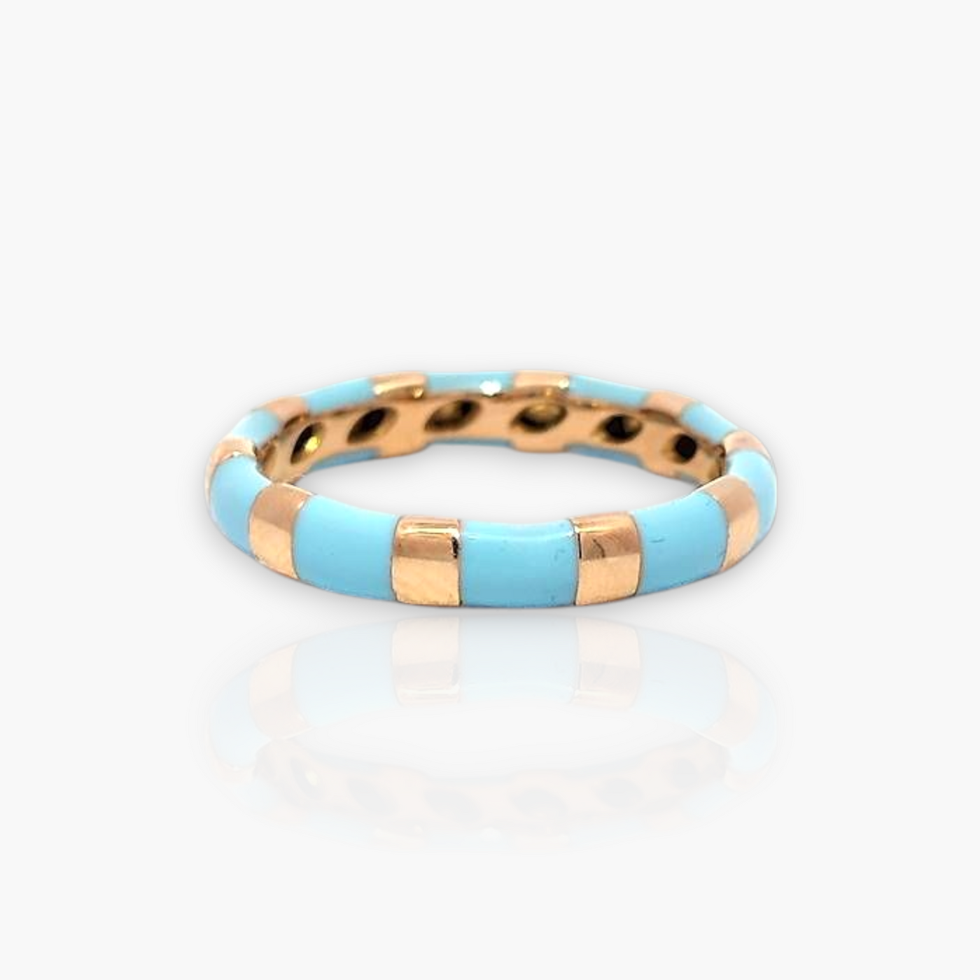 18kt Gold Ring with alternating Enamel (65+ colors)