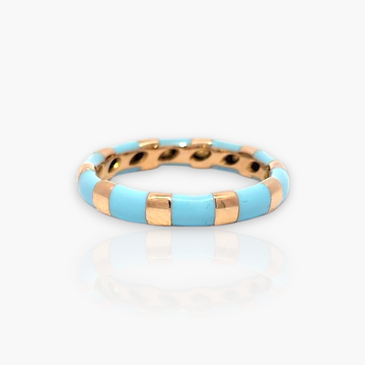18kt Gold Ring with alternating Enamel (65+ colors)