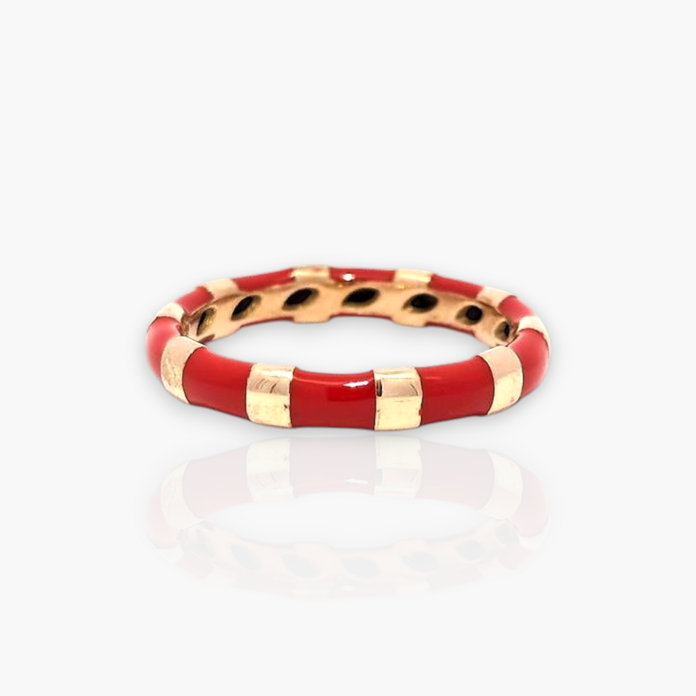 18kt Gold Ring with alternating Enamel (65+ colors)