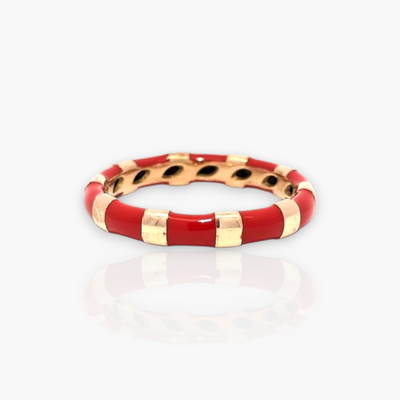 18kt Gold Ring with alternating Enamel (65+ colors)
