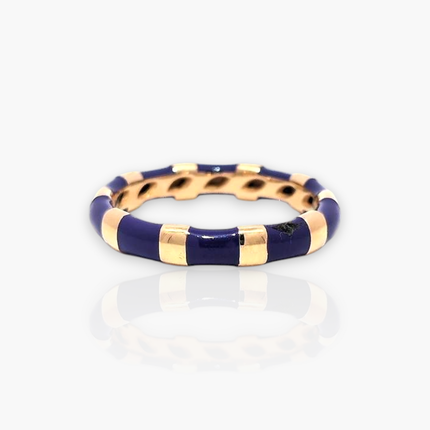 18kt Gold Ring with alternating Enamel (65+ colors)