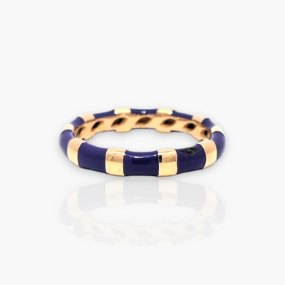 18kt Gold Ring with alternating Enamel (65+ colors)