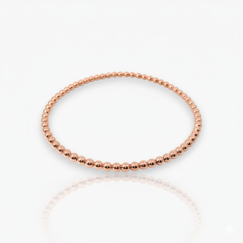 4mm Geriffeltes, elastisches 18k Gelb-, Weiß- oder Roségold-Armband