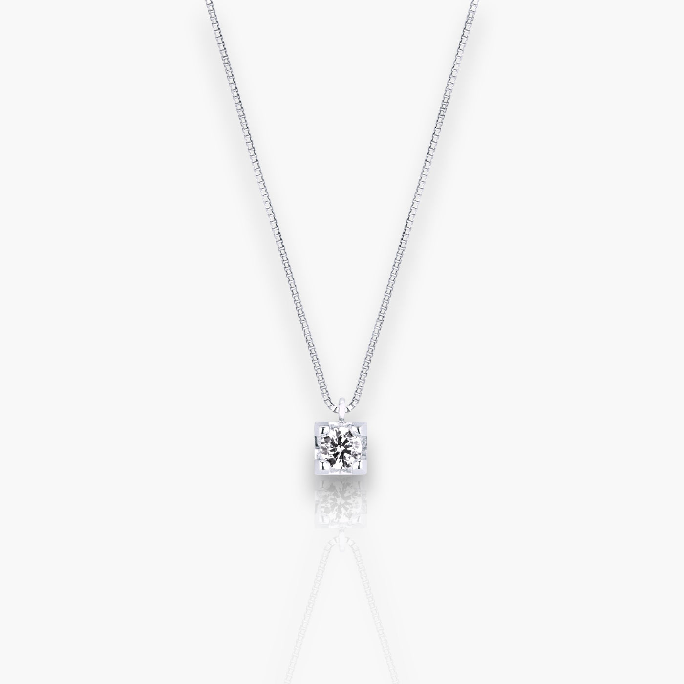 18kt white gold necklace with 0.19ct solitaire