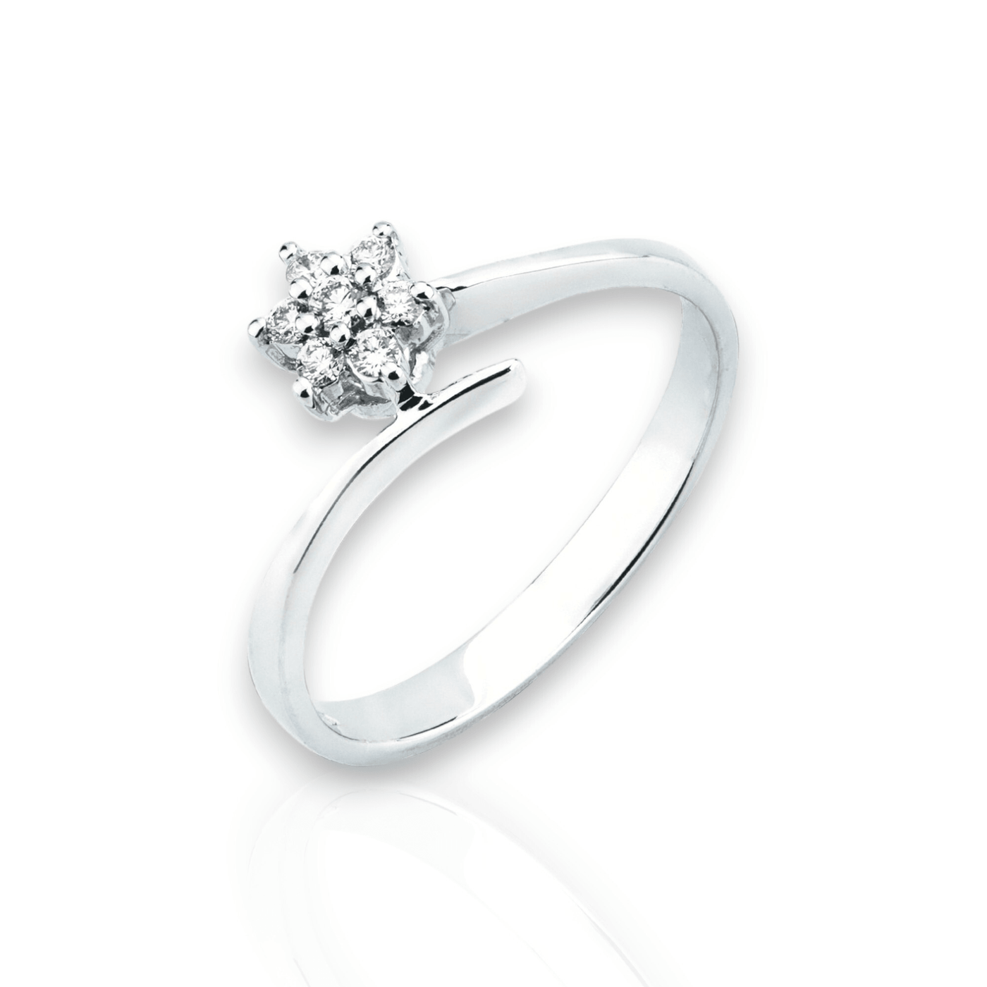Flower Ring with 0.11ct diamonds - Moregola Fine Jewelry