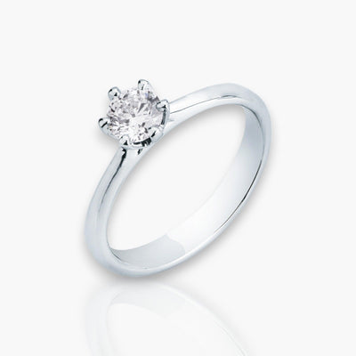 Brilliant Engagement Ring with 6 prongs (in 9 diamond sizes) - Moregola Fine Jewelry