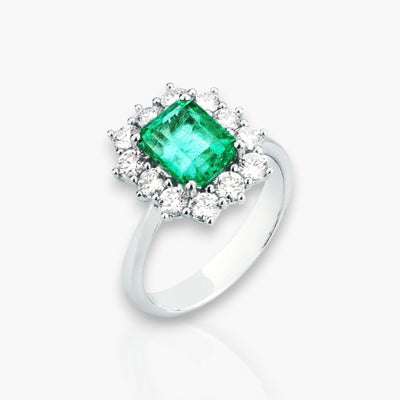 Columbian Emerald Ring with Diamonds