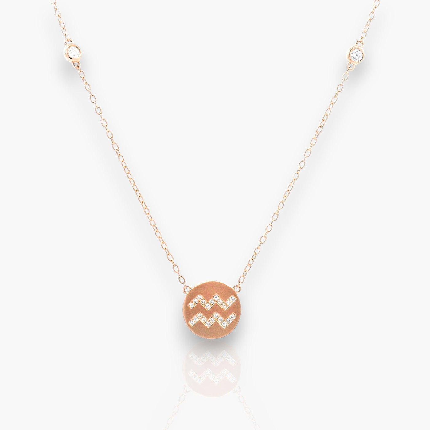 Zodiac Necklace with Diamonds & 18K Rose Gold - Moregola Fine Jewelry