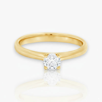 18kt Gelbgold Verlobungsring mit 4 Krappen (8 Diamanten Größen verfügbar).