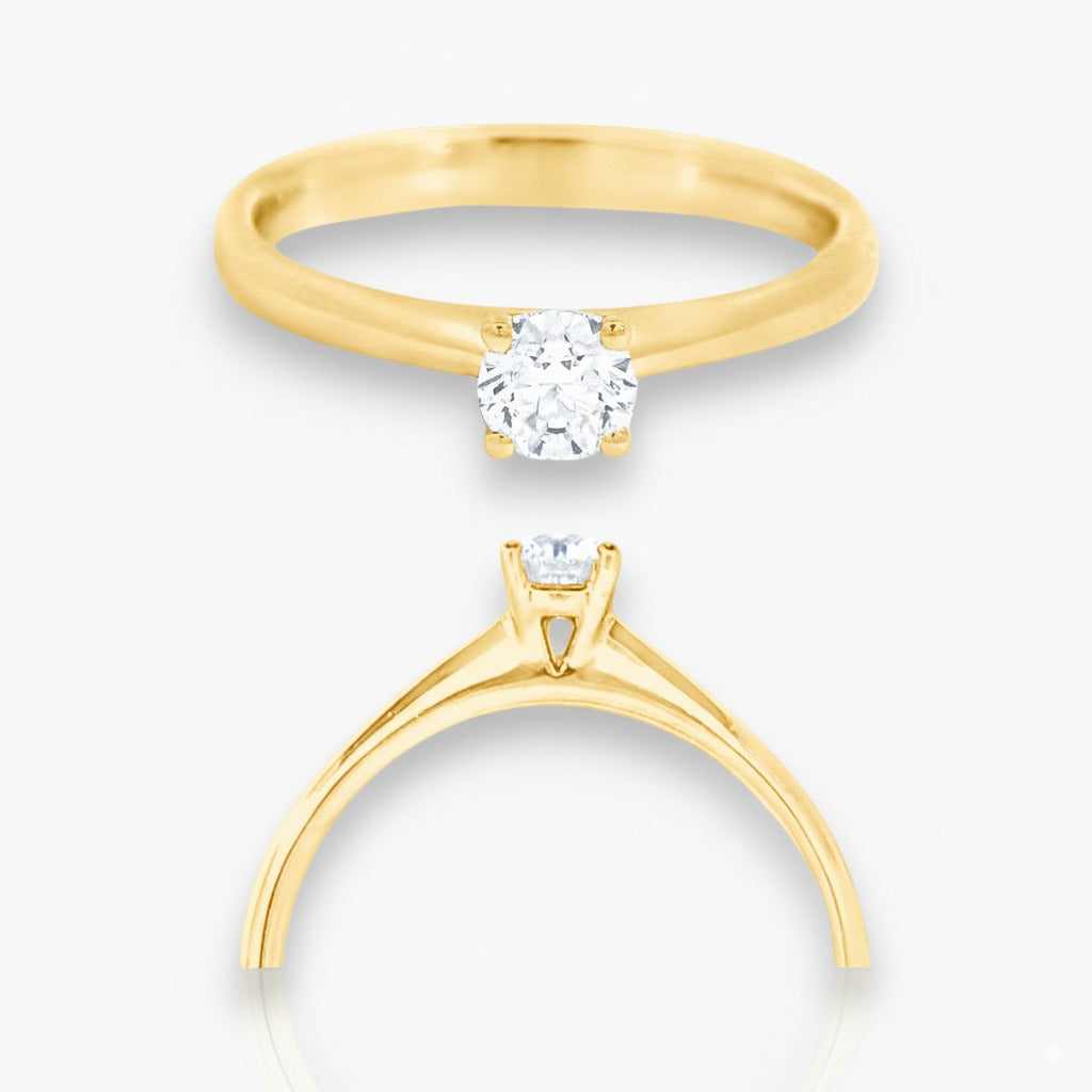 18kt Gelbgold Verlobungsring mit 4 Krappen (8 Diamanten Größen verfügbar).