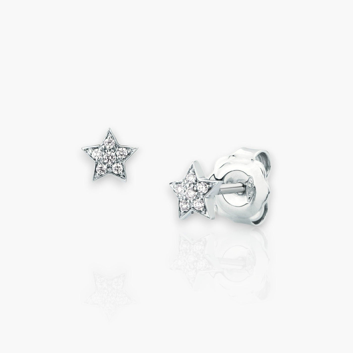 18K White Gold Star studs in 2 sizes - Moregola Fine Jewelry
